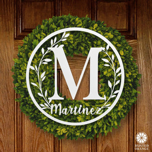 Rusted Orange Craftworks Co. Custom Wall Art Vine Outdoor Monogram Wreaths for Front Door - Monogram Wall Decor Metal Initial Signs