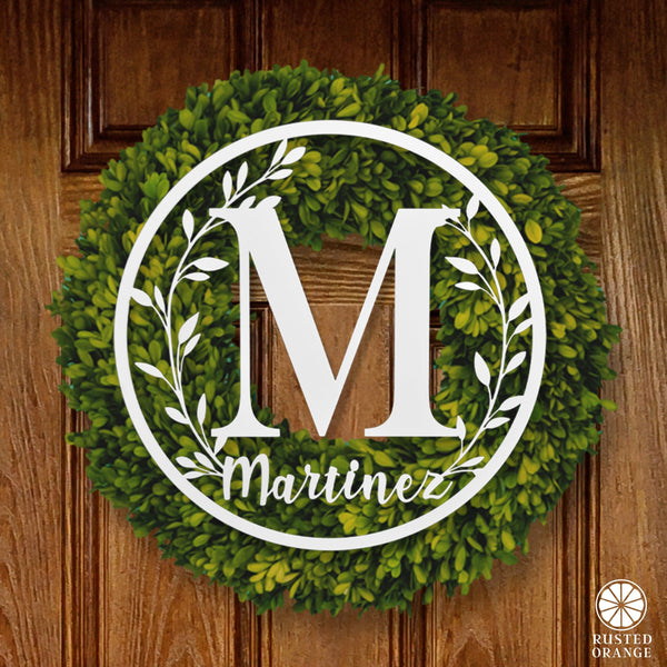 Rusted Orange Craftworks Co. Custom Wall Art Vine Outdoor Monogram Wreaths for Front Door - Monogram Wall Decor Metal Initial Signs