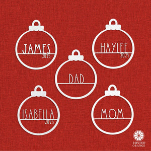 Rusted Orange Craftworks Co. Holiday Ornaments Amelia Jane Ornament Collection - 5 pack - Customized Christmas Ornament