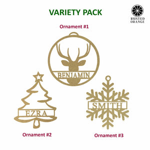 Rusted Orange Craftworks Co. Holiday Ornaments Into the Woods Ornaments: Deer Ornaments, Tree Ornaments, Snowflake Ornaments - Set of 3