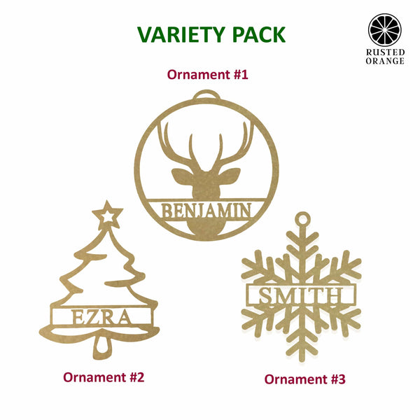 Rusted Orange Craftworks Co. Holiday Ornaments Into the Woods Ornaments: Deer Ornaments, Tree Ornaments, Snowflake Ornaments - Set of 3