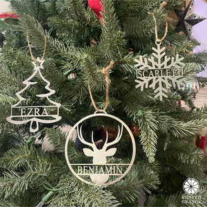 Rusted Orange Craftworks Co. Holiday Ornaments Into the Woods Ornaments: Deer Ornaments, Tree Ornaments, Snowflake Ornaments - Set of 3