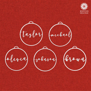 Rusted Orange Craftworks Co. Holiday Ornaments Minimalist Custom Ornaments - 5 Pack - Metal Personalized Christmas Ornaments