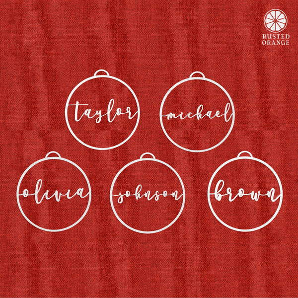 Rusted Orange Craftworks Co. Holiday Ornaments Minimalist Custom Ornaments - 5 Pack - Metal Personalized Christmas Ornaments