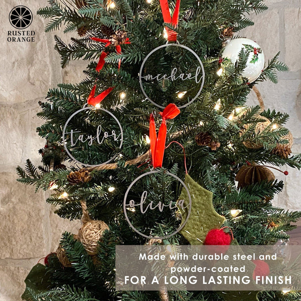 Rusted Orange Craftworks Co. Holiday Ornaments Minimalist Custom Ornaments - 5 Pack - Metal Personalized Christmas Ornaments