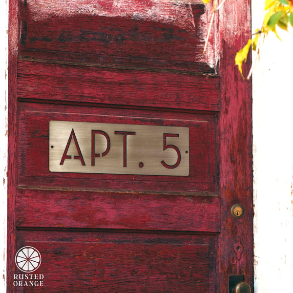 Rusted Orange Craftworks Co. House Numbers & Letters Cider House Rectangular Address Plaque - Metal Horizontal House Numbers