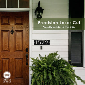 Rusted Orange Craftworks Co. House Numbers & Letters Cider House Rectangular Address Plaque - Metal Horizontal House Numbers