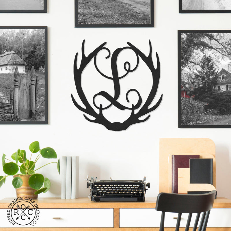 Rusted Orange Craftworks Co. Hunting Antler Single Letter Monogram - Personalized Deer Antler Wall Decor