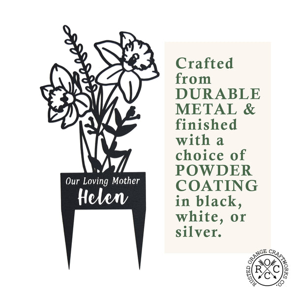 Rusted Orange Craftworks Co. Metal Flower Stake - Metal Cutout Memorial Stake for Loved Ones