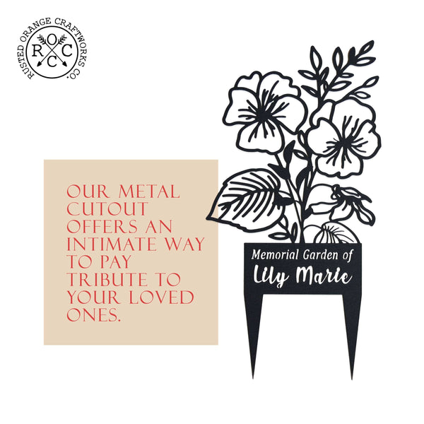 Rusted Orange Craftworks Co. Metal Flower Stake - Metal Cutout Memorial Stake for Loved Ones