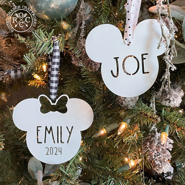 Rusted Orange Craftworks Co. Mouse Ears and Castle Ornament - 3 pack - Christmas Tree Decorations