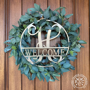 Rusted Orange Craftworks Co. Name Plates 12" Circle Monogram With Name -  Monogram Last Name Signs for Home