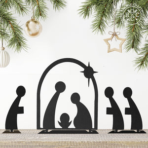 Rusted Orange Craftworks Co. Nativity Sets Minimalist Nativity Set - 3 Piece Standing Metal Holy Family Manger Scene