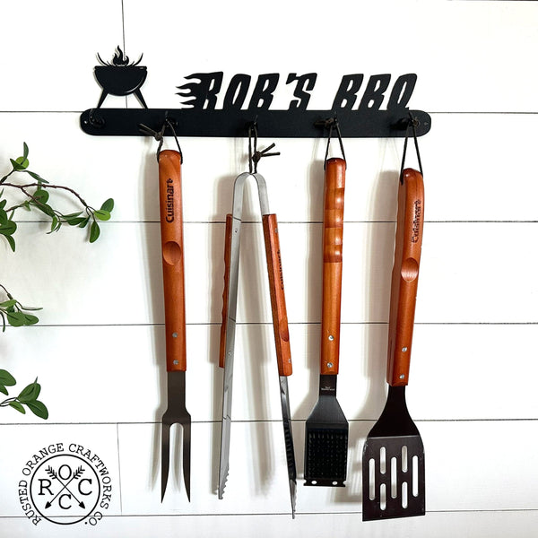 Rusted Orange Craftworks Co. Outdoor Grill Accessories Grill Utensil Holder Personalized - Outdoor Grilling Organizer Accessory
