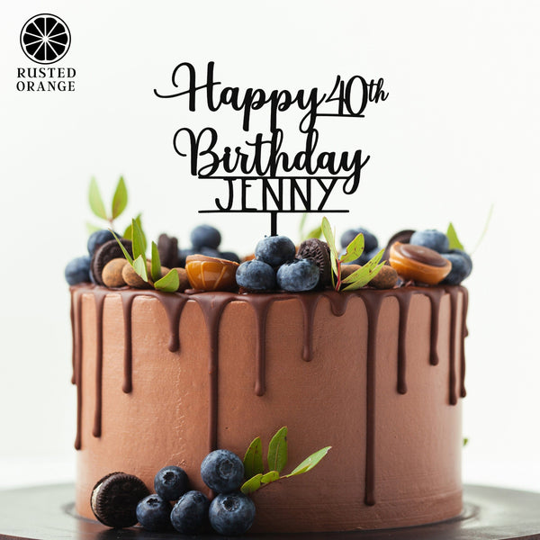 Rusted Orange Craftworks Co. Personalized Birthday Cake Topper - Number Cake Topper for Birthday - Custom Cake Topper for Birthdays-  Happy Birthday Cake Toppers Happy Birthday Sign for Cake