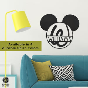 Rusted Orange Craftworks Co. Posters, Prints, & Visual Artwork Mouse Ears and Castle Monogram - Personalized Name Sign For Kids Room