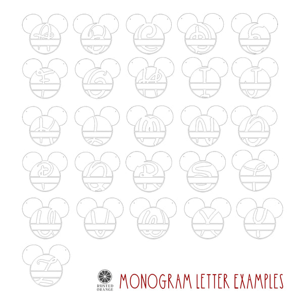 Rusted Orange Craftworks Co. Posters, Prints, & Visual Artwork Mouse Ears and Castle Monogram - Personalized Name Sign For Kids Room