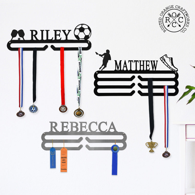 Rusted Orange Craftworks Co. Trophies & Awards Medal Holder - 30+ Styles - Medal Hanger Holder Display Rack for Awards or Ribbons