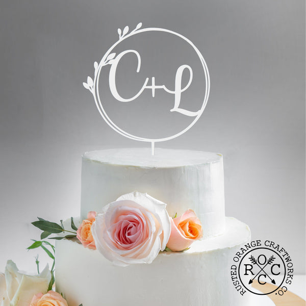 Rusted Orange Craftworks Co. Wedding Ceremony Supplies Custom Initial Wedding Cake Topper
