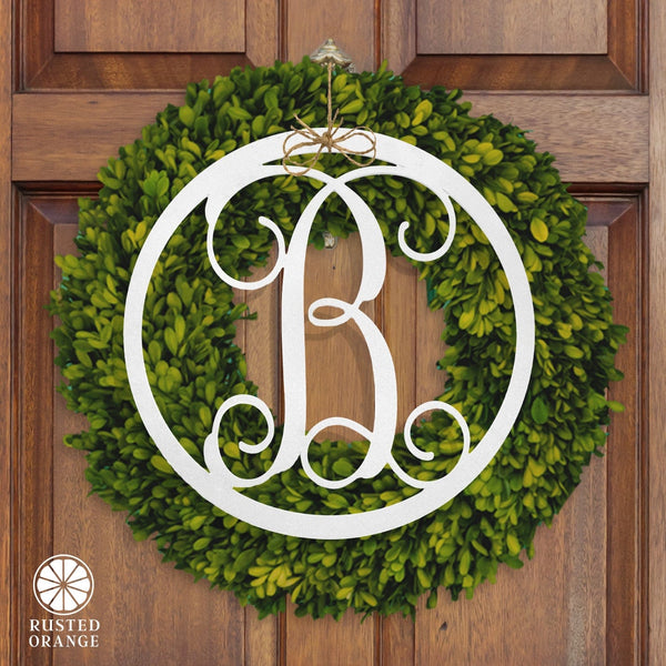 Rusted Orange Craftworks Co. Wreaths & Garlands 14" Single Letter Circle Monogram - Front Door Monogram Wreath Decor