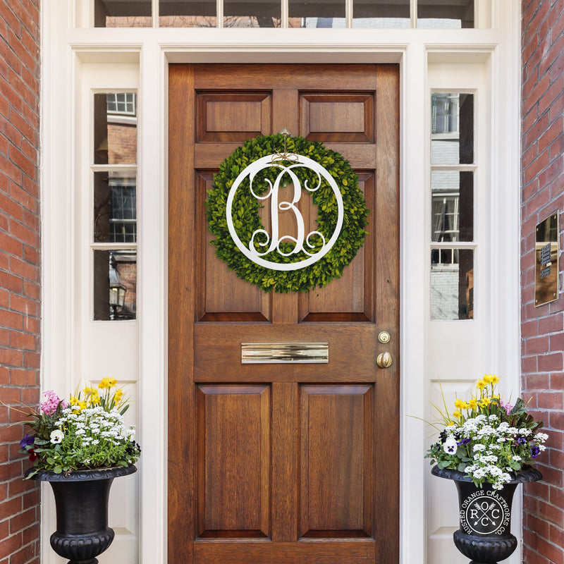 Rusted Orange Craftworks Co. Wreaths & Garlands 14" Single Letter Circle Monogram - Front Door Monogram Wreath Decor