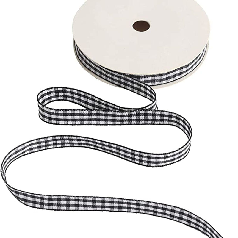 Rusted Orange Craftworks Co. 2 Feet / Black/White Buffalo Check 3/8" Ribbon for Hanging Ornaments- Choose from 2 foot or 5 foot length