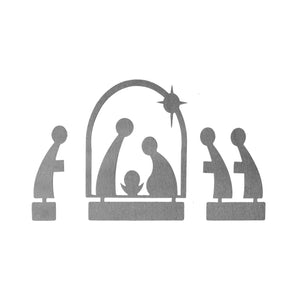3 piece metal African nativity silhouettes shown against white background.