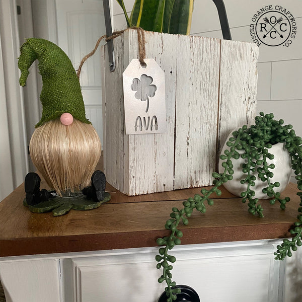 shamrock gift tag on box