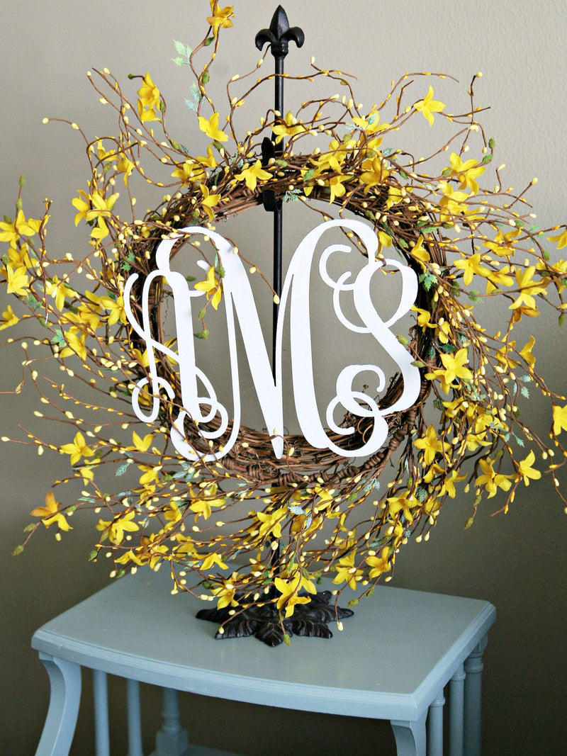 fancy letter monogram on wreath