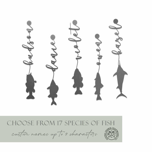 fish with names with banner that says "choose from 17 species of fish"