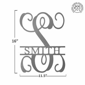 Rusted Orange Craftworks Co. Name Plates 16" Fancy Letter Monogram - Custom Metal Family Sign House Name Plates