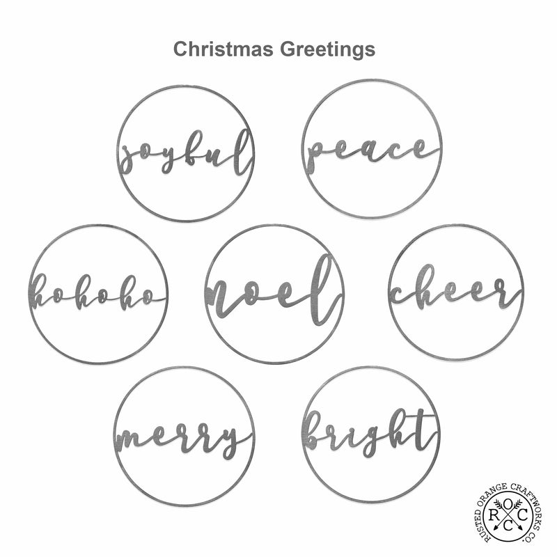 Rusted Orange Craftworks Co. Seasonal & Holiday Decorations Minimalist Christmas Greetings - Round Metal Holiday Sign for Front Door
