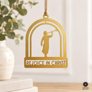 Rusted Orange Craftworks Co. Religious & Ceremonial Rejoice in Christ Temple Sign & Keychain – Salt Lake Temple Rededication Keepsake, Church Youth Gift for Young Women & Young Men, Tabletop or Hanging Steel Décor