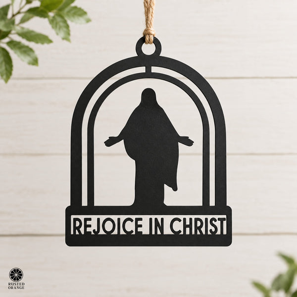 Rusted Orange Craftworks Co. Religious & Ceremonial Rejoice in Christ Temple Sign & Keychain – Salt Lake Temple Rededication Keepsake, Church Youth Gift for Young Women & Young Men, Tabletop or Hanging Steel Décor