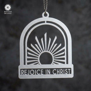 Rusted Orange Craftworks Co. Religious & Ceremonial Rejoice in Christ Temple Sign & Keychain – Salt Lake Temple Rededication Keepsake, Church Youth Gift for Young Women & Young Men, Tabletop or Hanging Steel Décor