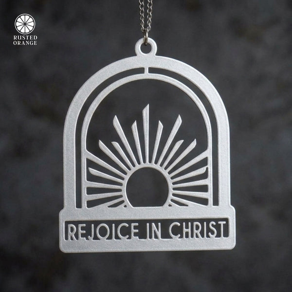 Rusted Orange Craftworks Co. Religious & Ceremonial Rejoice in Christ Temple Sign & Keychain – Salt Lake Temple Rededication Keepsake, Church Youth Gift for Young Women & Young Men, Tabletop or Hanging Steel Décor