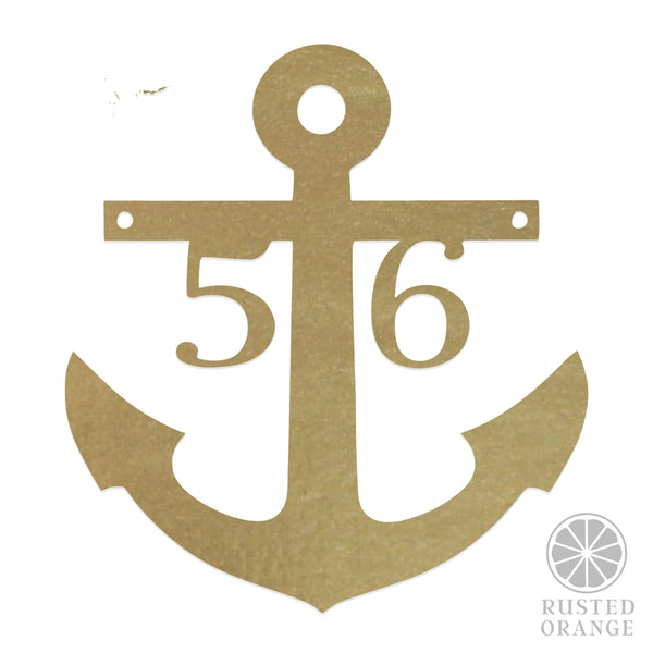 Rusted Orange Craftworks Co. Address Signs Anchor Address Plaque - Coastal House Numbers Plaque Beach Nautical Decor