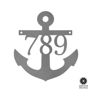 Rusted Orange Craftworks Co. Address Signs Anchor Address Plaque - Coastal House Numbers Plaque Beach Nautical Decor