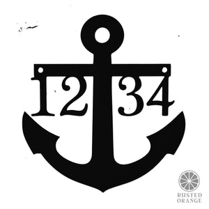 Rusted Orange Craftworks Co. Address Signs Anchor Address Plaque - Coastal House Numbers Plaque Beach Nautical Decor