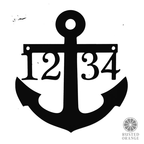 Rusted Orange Craftworks Co. Address Signs Anchor Address Plaque - Coastal House Numbers Plaque Beach Nautical Decor