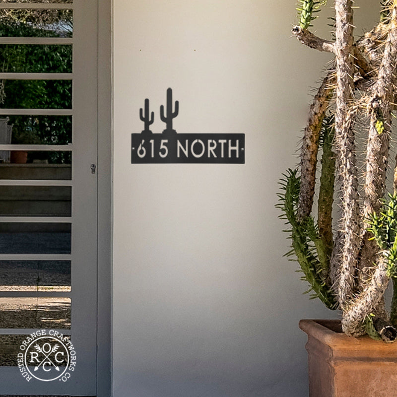 Rusted Orange Craftworks Co. Address Signs Cactus Landscape Address Plaque - 4 Styles - Circular Address Plaque for House Numbers