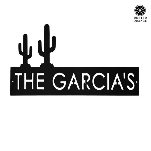 Rusted Orange Craftworks Co. Address Signs Cactus XL Landscape Address Plaque - 4 Styles - Circular Address Plaque for House Numbers