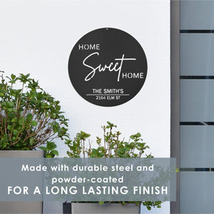 Rusted Orange Craftworks Co. Address Signs [COL] Sweet Modern Family Plaque - Circle Home Sweet Home Sign With Name and Date or Address