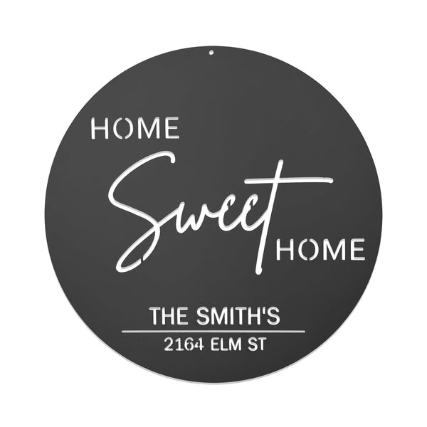 Rusted Orange Craftworks Co. Address Signs [COL] Sweet Modern Family Plaque - Circle Home Sweet Home Sign With Name and Date or Address
