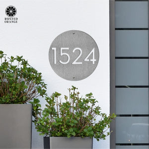 Rusted Orange Craftworks Co. Address Signs Downing Custom Address Plaque - 2 Sizes - Circular Address Plaque for House Numbers