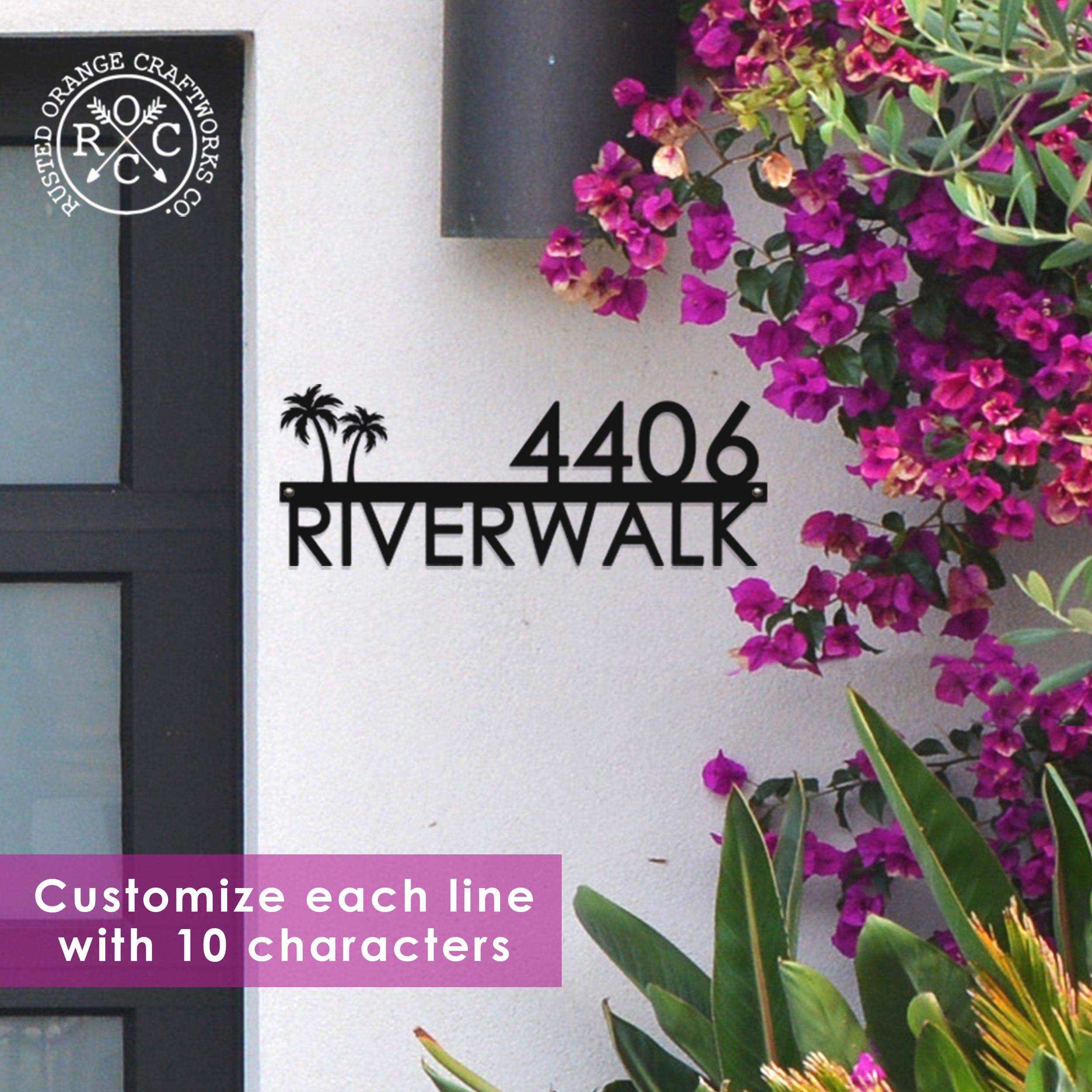 Magnolia Address Plaque - 3 Sizes - Modern Outside House Numbers ...