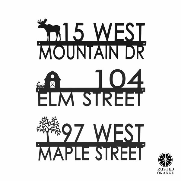 Rusted Orange Craftworks Co. Address Signs Modern Outdoor House Numbers - 9 Styles - Personalized Address Signs for House