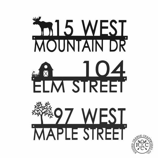 3 house numbers with different styles