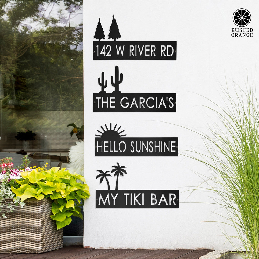 Rusted Orange Craftworks Co. Address Signs XL Landscape Address Plaque - 4 Styles - Circular Address Plaque for House Numbers