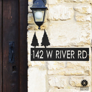 Rusted Orange Craftworks Co. Address Signs XL Landscape Address Plaque - 4 Styles - Circular Address Plaque for House Numbers
